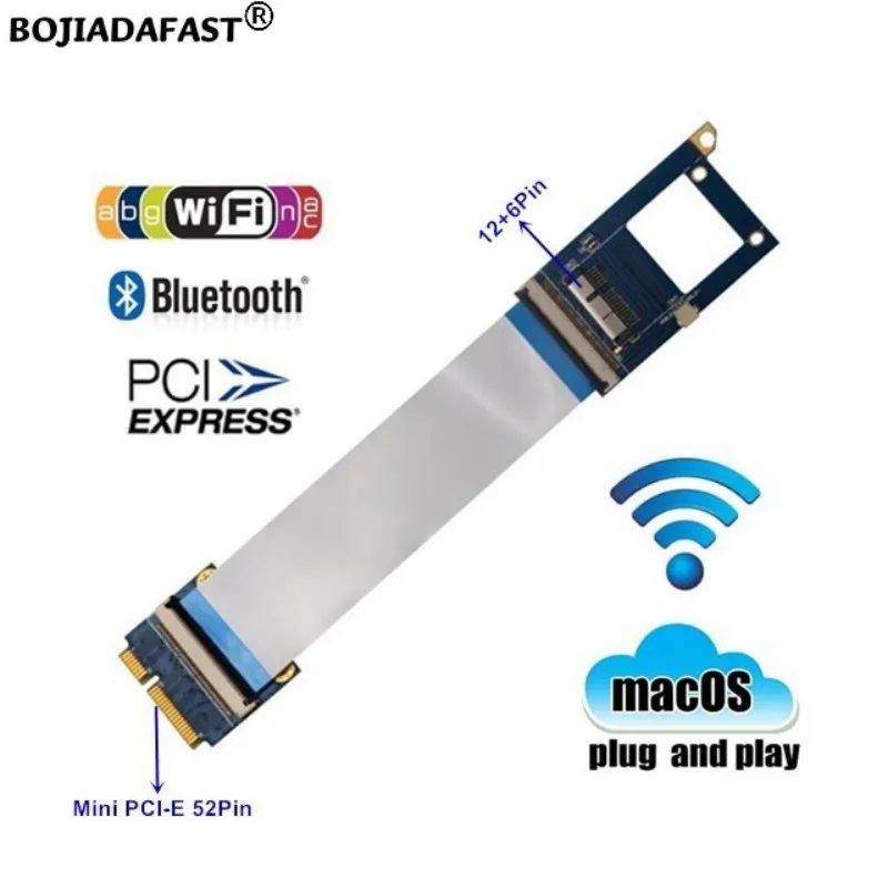 

12+6Pin to Mini PCI-E MPCIe Adapter Flexible Cable 30CM for BCM94360CD Wifi BT Module Support Hackintosh