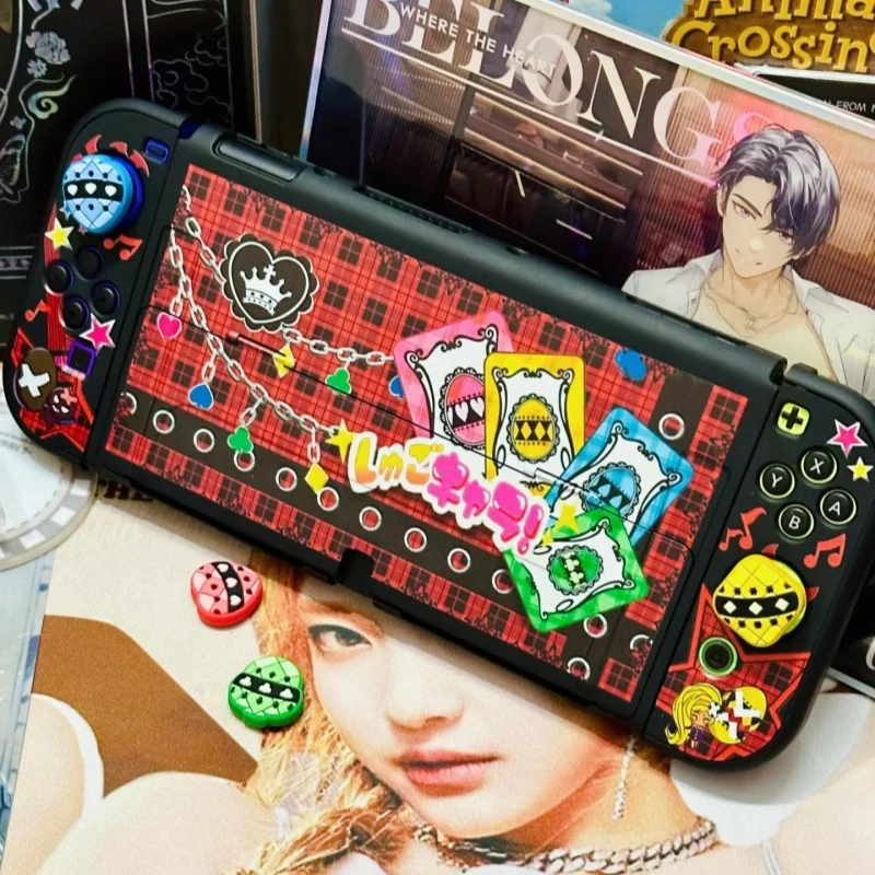 Фото Новый защитный жесткий чехол для Switch 2 и Switch OLED с принтом Шуго Чара Аму, раздельная крышка, док-станция, защита от царапин и ударов №1