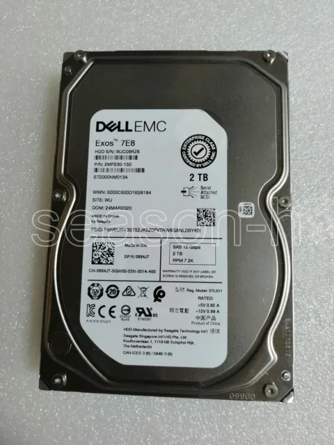 

Dell 684JT 0684JT - 3.5" 2TB 7.2K 12Gbps SAS Server Hard Drive HDD without caddy