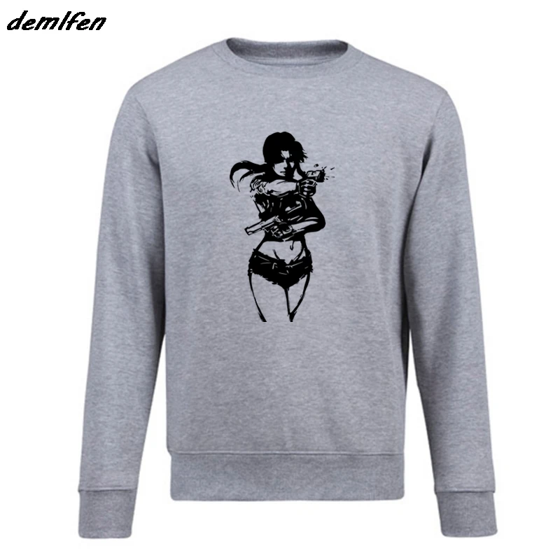 

Spring autumn Black Lagoon Anime Revy Minimalistic Art Men's (woman's Available) Grey hoodie Men pullover Sweatshirt Harajuku