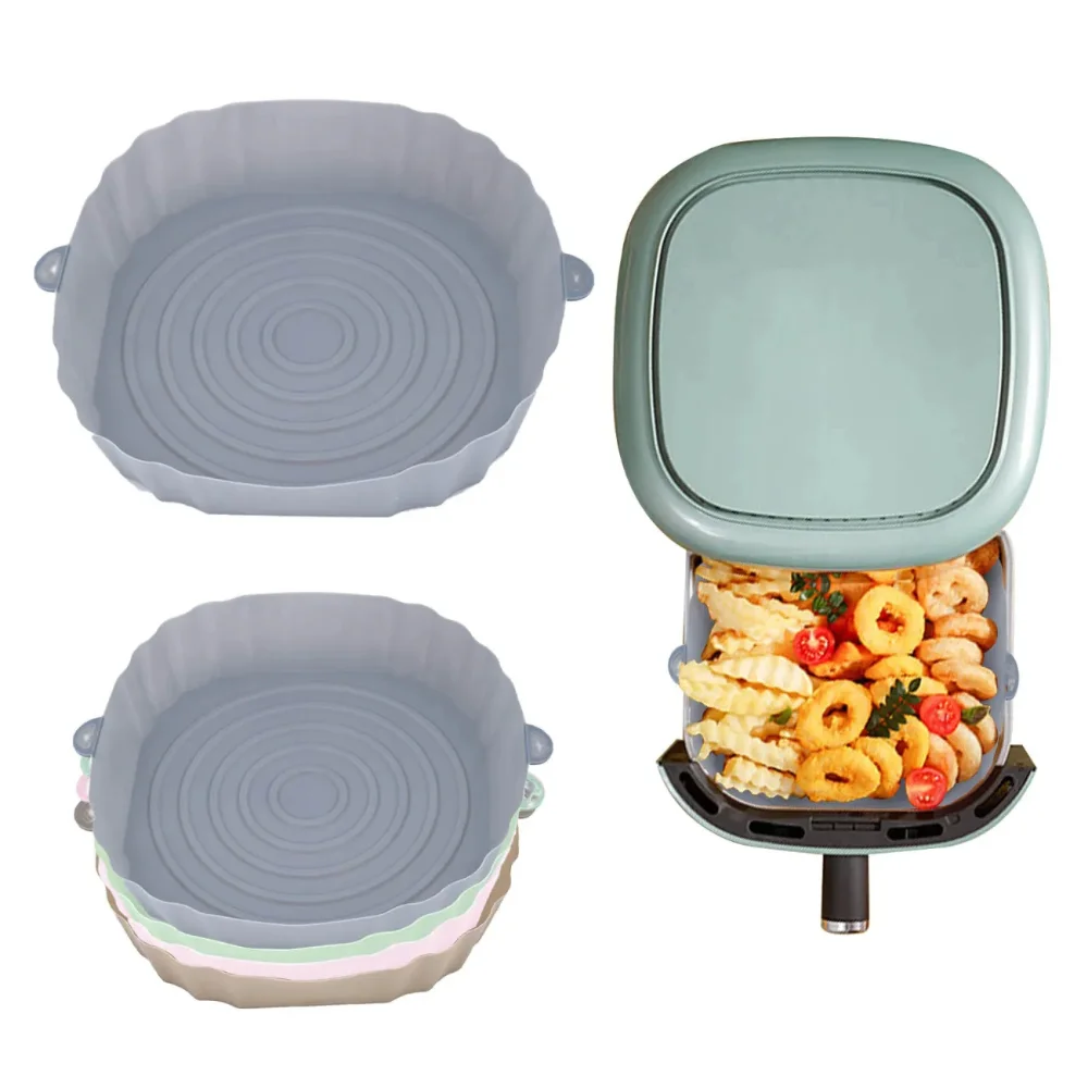 

Air Fryers Oven Baking Tray Reusable Silicone Tray Pizza Fried Chicken Basket Round Replacement Grill Pan Kitchen Accessories