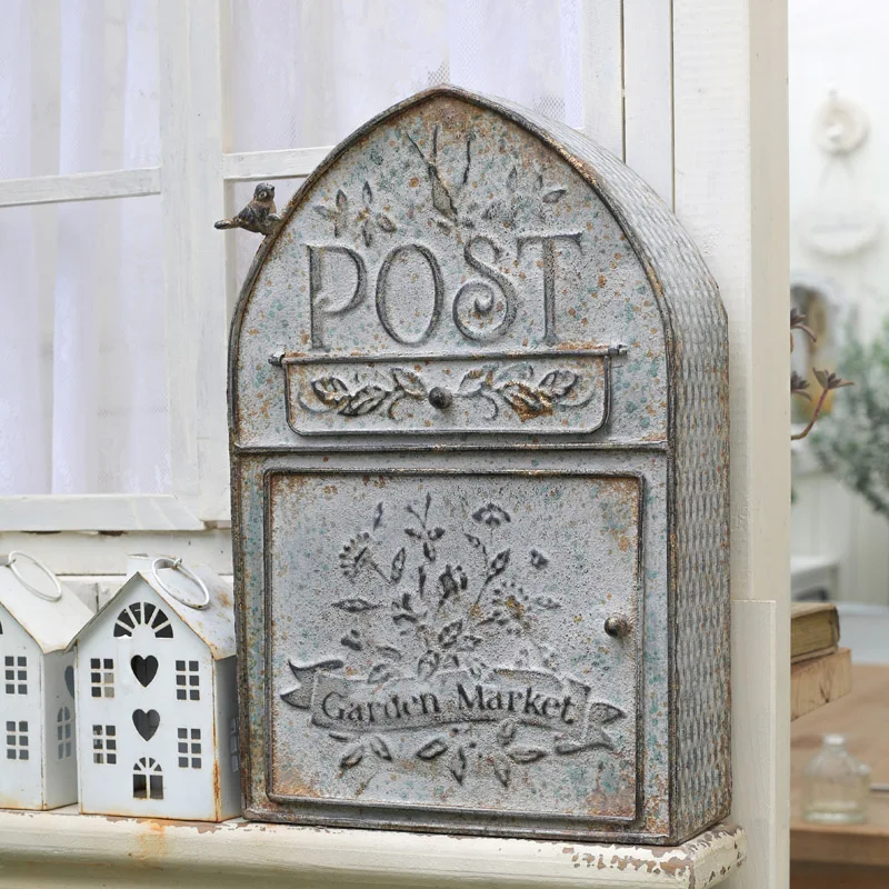 Metal Mailbox Butizone Storage Mail Box for Leaving Message Farmhouse Post Decoration Crafts Outdoor Letter Box