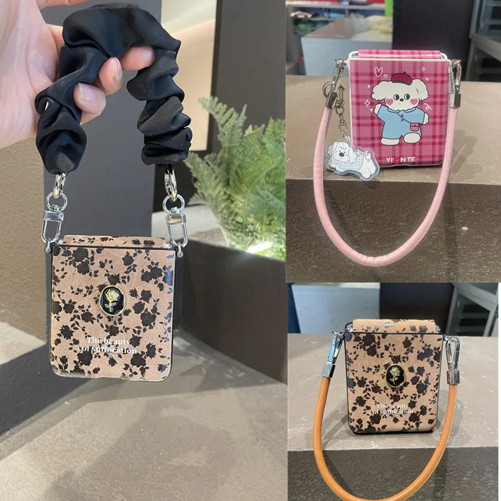 Корейский милый мультяшный чехол Тедди роза с петлями для Samsung Galaxy Z Flip6 Flip5 4 3 Xiaomi