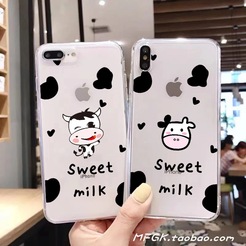 

Cute Cartoon Cow For Apple iPhone 11 12 13 Pro Max 12 13 Mini X XR XS Max SE 6 6S 7 8 Plus Clear Phone Case Full Protection