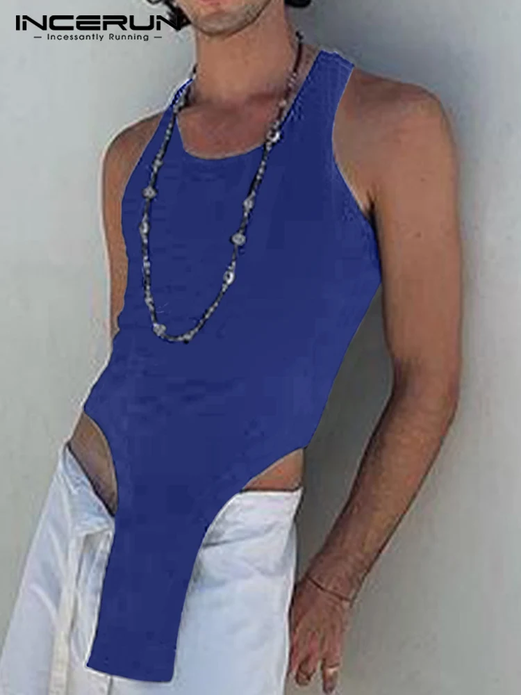 

Sexy Casual Men Sleeveless Vests Hem Fashion Party Shows Waistcoat Solid All-match Irregular Tank Tops S-5XL INCERUN Tops 2022