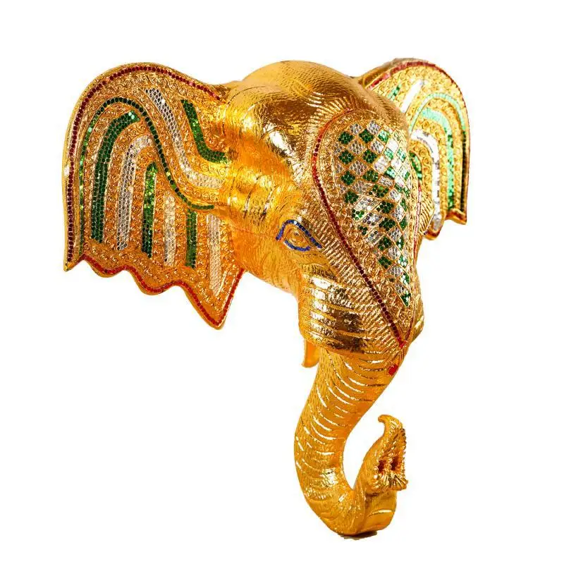 

Southeast Asian Style Decoration Elephant Head Solid Wood Carving Wall Decoration Hallway Wall Decorations Hotel Club Spa Wall