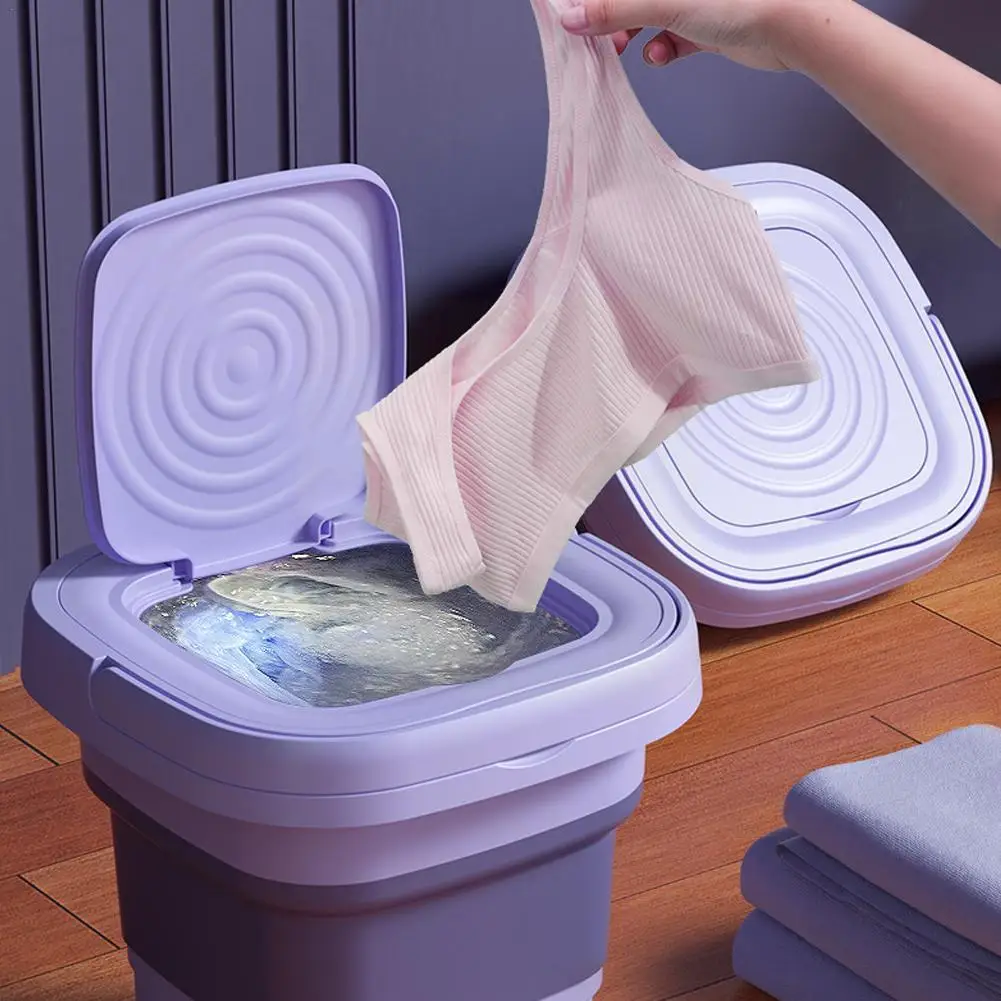

8L Foldable Washing Machine Portable Socks Underwear With Machine Washing Panties Dry Household Spinning Retractable 3 Mode Q1W1