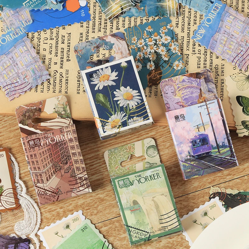

46pcs/box Four Seasons Wind Series Stickers DIY Scrapbooking Journaling Hand Account Material Decorative Stationery Stickers