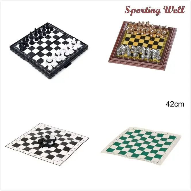 

New Design 3 in 1 Metal International Chess Set Board Travel Games Chess Backgammon Draughts Entertainment