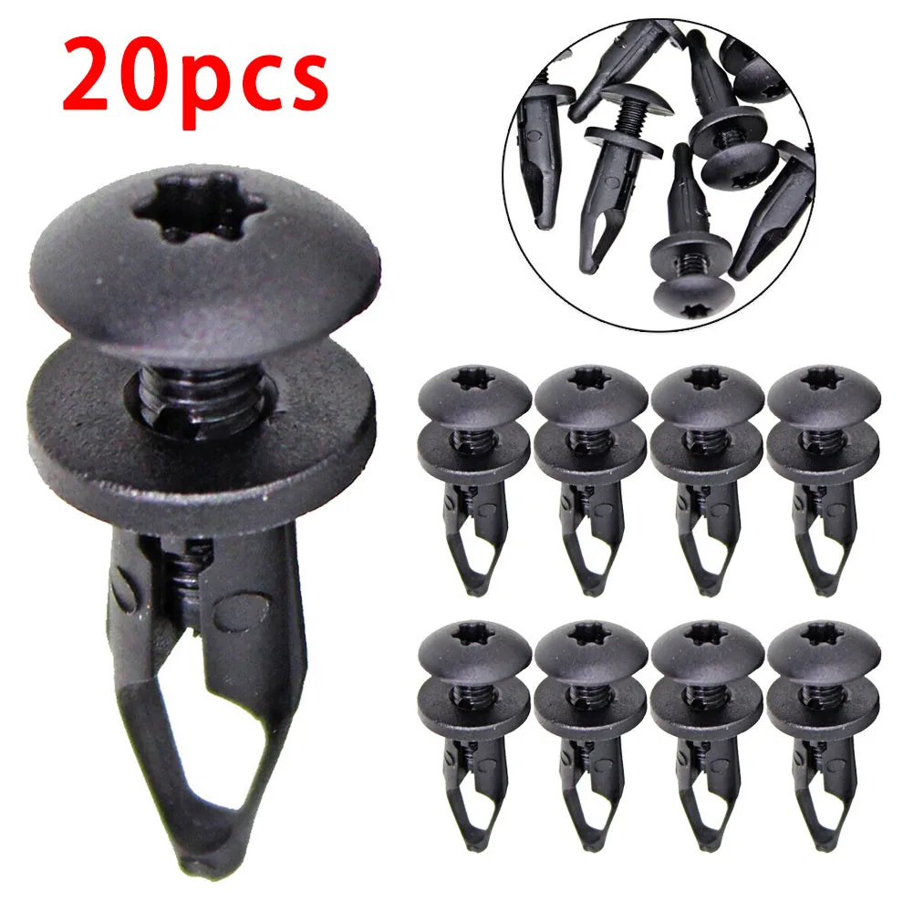 

20pcs 8mm Hole Door Rivet Plastic Clip Fasteners Black Cars Lined Cover Barbs Rivet Auto Fasteners Retainer Push Pin Clips