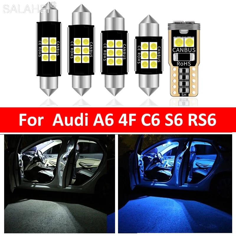 14Pcs White Error Free Auto LED Bulbs Car Interior Light Package Kit For 2005-2011 AUDI A6 4F C6 S6 RS6 Sedan Map Trunk Lamps