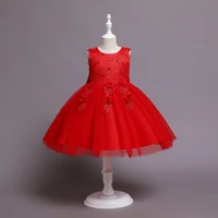 red color chinese spring festival wedding party girls dress christmas eve party celebration day party dress for children