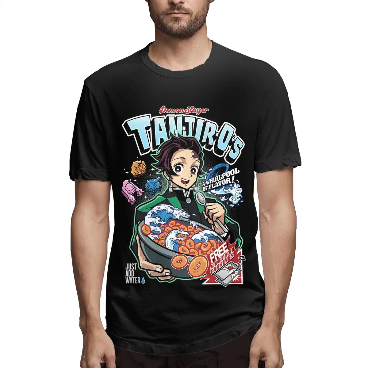 

Tanjir Os Demon Slayer Anime Men's T Shirts Novelty Tees Short Sleeve Round Collar T-Shirt Pure Cotton Birthday Present Clothes