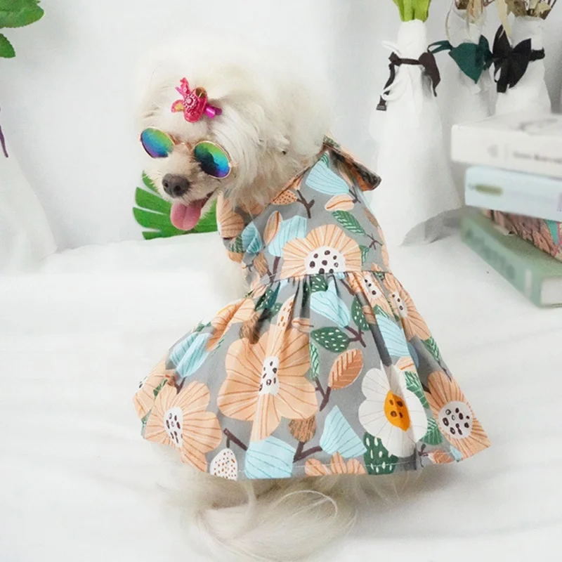 

Summer Printed Pet Dog Cotton Dress Princess Skirts Pet Dress For Small Medium Dogs Skirt Dog Wedding Dresses York Clothes