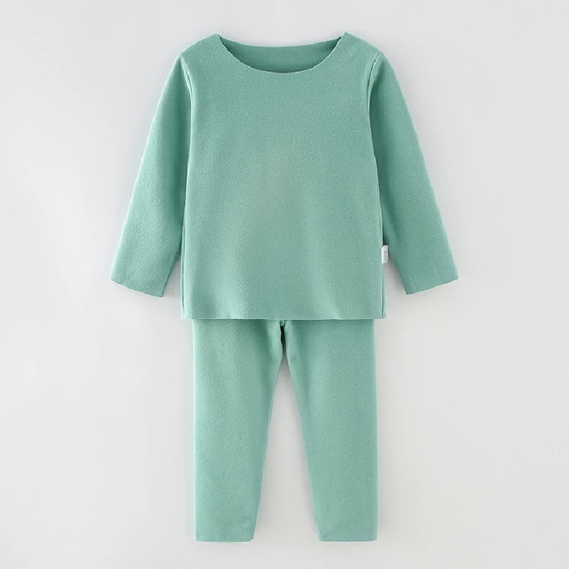 

Комплект термобелья для маленьких девочек, весна-осень, однотонный, без следов, теплая мягкая одежда для сна, костюм, новинка 2022, детская оде...