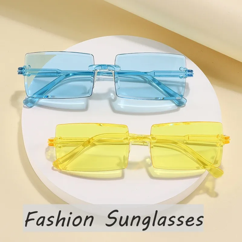 

Female Fashion Rimless Sunglasses Men Women Simple Ultraviolet Eyewear Goggle Shades New Trend Outdoor Rectangle Sun Glasses