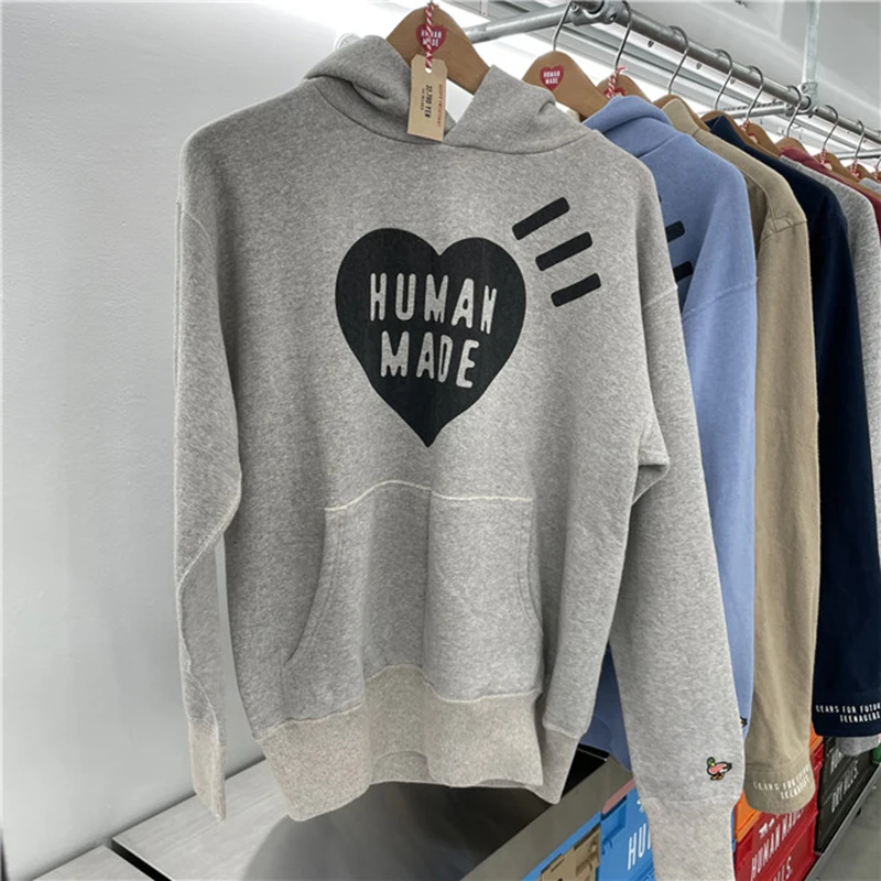 Human Made Hooded Sweatshirt Printed Heart Embroidered Oversize Cotton Fleece Men Women 1:1 HUMAN MADE Hoodie