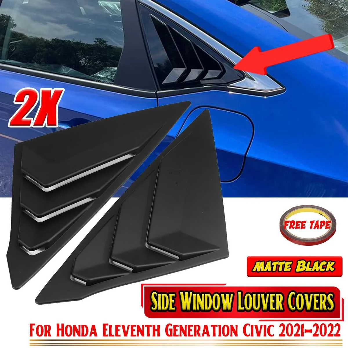 

Новые автомобильные задние боковые оконные жалюзи, накладки на вентиляционные отверстия, обшивка оконных жалюзи для Honda For Civic 11-го и 11-го поколения 2021-2022