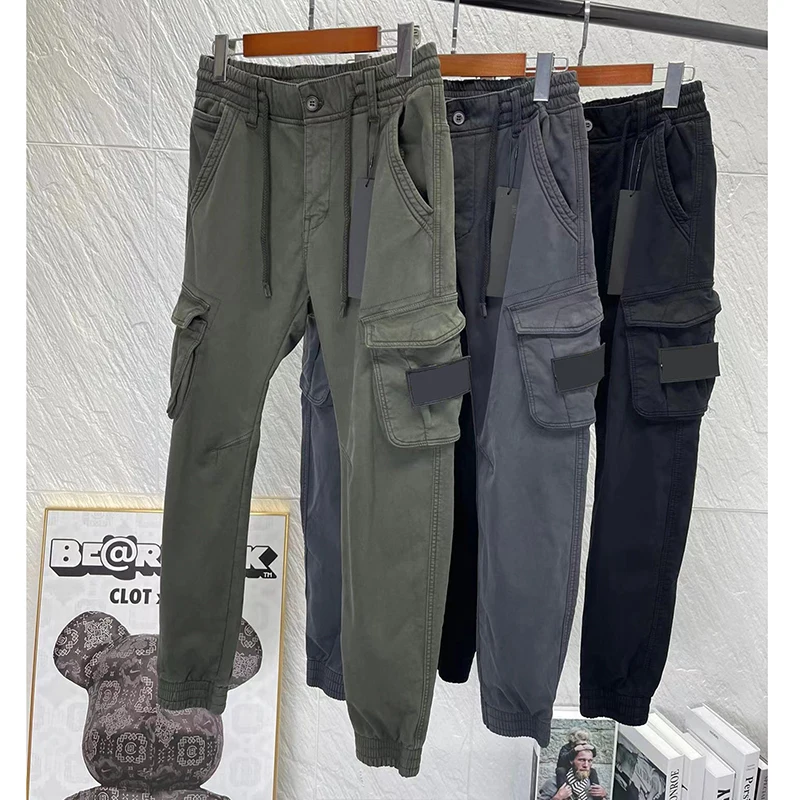 

Fashion pants men's belt pocket brand overalls men's loose 11 high quality streetwewar summer spring elastic jogging pants