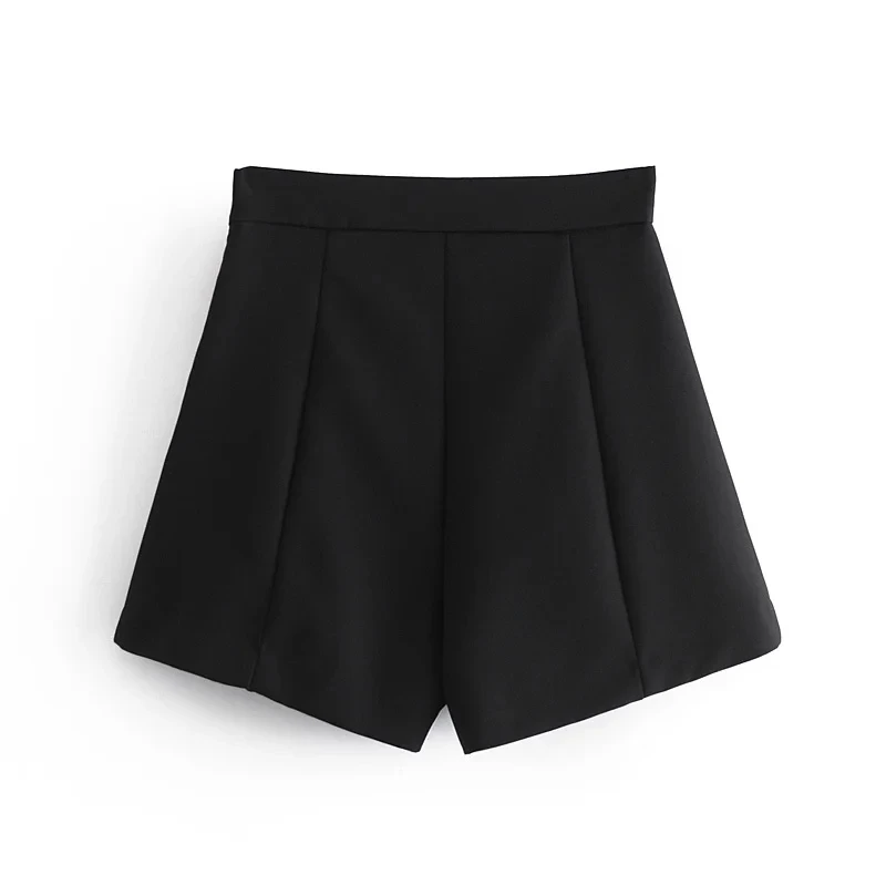 2021 New Women Sexy Black Shorts Simple Style Spring Fall All-Match Hight Waist Shorts Indie Solid Casual OL Wide Leg Shorts