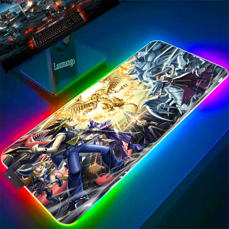 

RGB Mouse Pad Yu Gi Oh Keyboard Gaming Mats Pc Gamer Accessories Mousepad Desk Mat Computer Diy Cute Anime Carpet With Backlight
