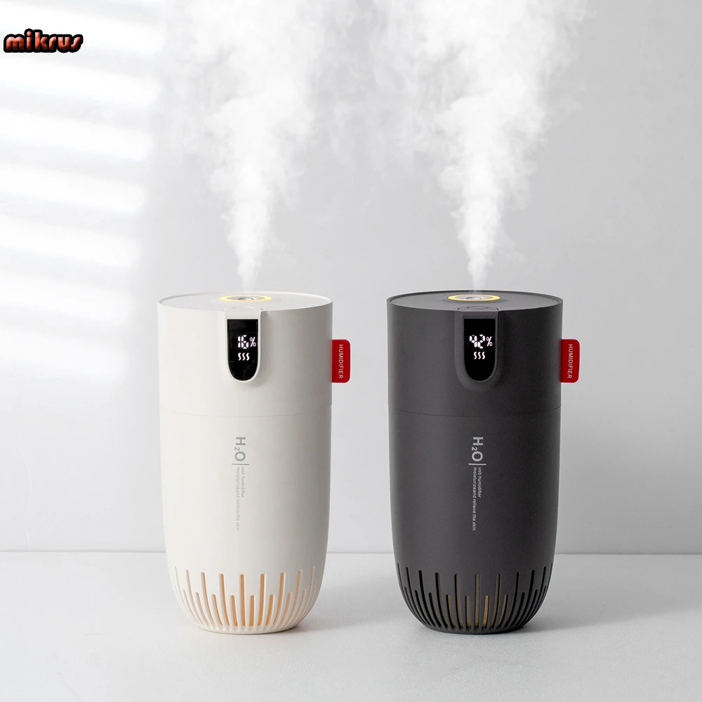 Wireless Air Humidifier USB Aromatherapy Diffuser with LED Warm Lamp Smart Battery Digital Display Portable Mini Car Mist Maker