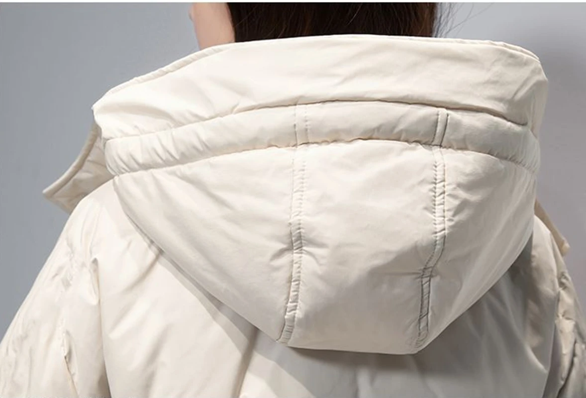Winter New Down Cotton Coats Women Hooded Solid Thick Warm Padded Parkas Loose Long Jacket Female Clothing Fashion Tops Lady