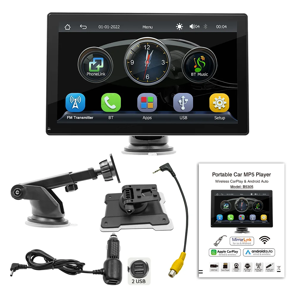 9 Inch Touch Screen Car Portable Wireless Apple CarPlay Multimedia Android Auto Video Player For Nissan Toyota Benz Audi VW images - 6