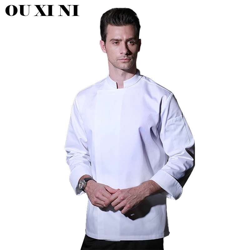 

Men Chef White Coat Restaurant Kitchen Costume Cooking Jacket High quality Long Sleeve Hotel Catering Cook Professional Uniform