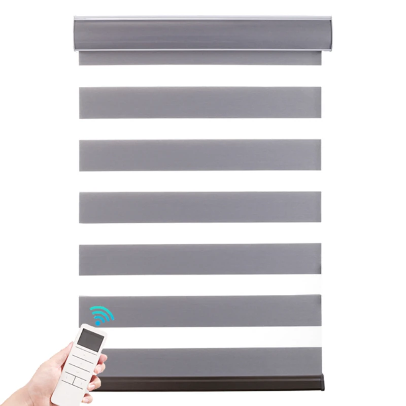 

Motorized Window Shades Zebra Blinds Blackout Fabric Motorized Combi Blinds Dual Shades