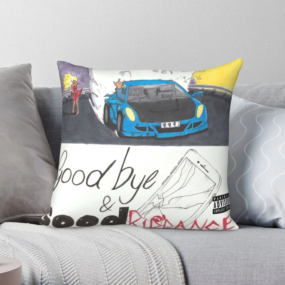 

Goodbye And Good Square Pillowcase Polyester Linen Velvet Pattern Zip Decor Pillow Case Room Cushion Cover