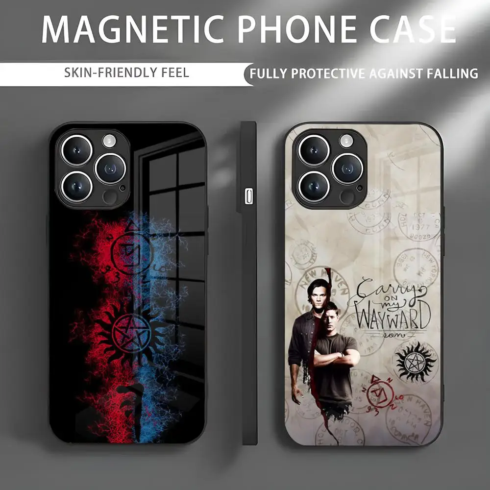 Чехол для телефона Babaite Supernatural SPN Dean And Sam iPhone 16 15 14 13 12 11 X XR XS XSMAX 8 Plus Mini Pro Max Glass Magnetic