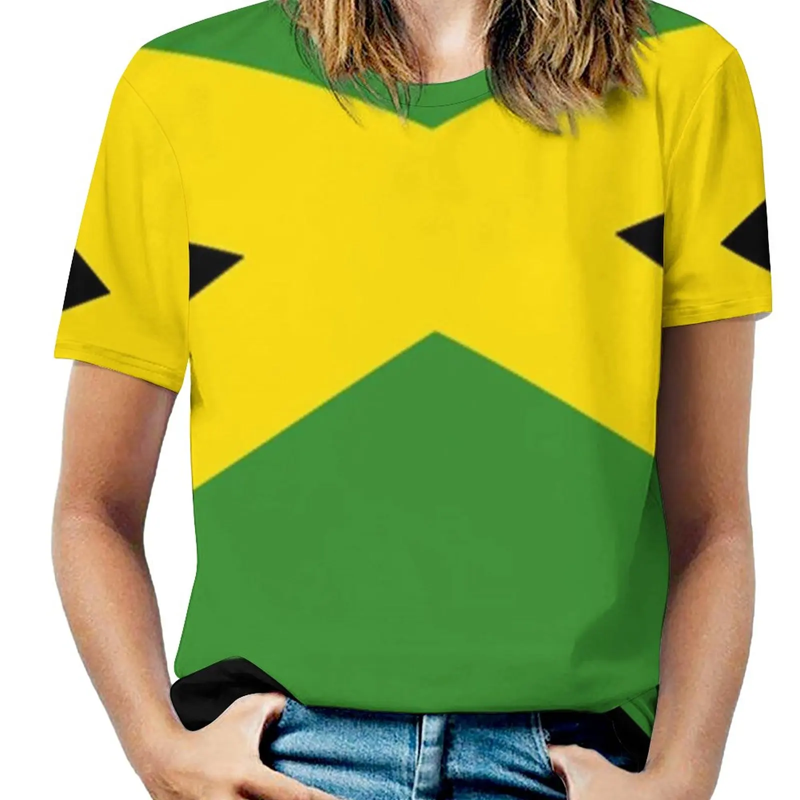 Женская футболка с принтом в виде флага вырезом лодочкой