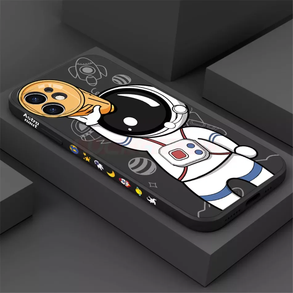 

Factory Direct Selling Astronaut Phone Case For iPhone 11 12 13 Pro MAX XS XR X 6 s 7 8 Plus SE Square Frame Pattern Cover Silic