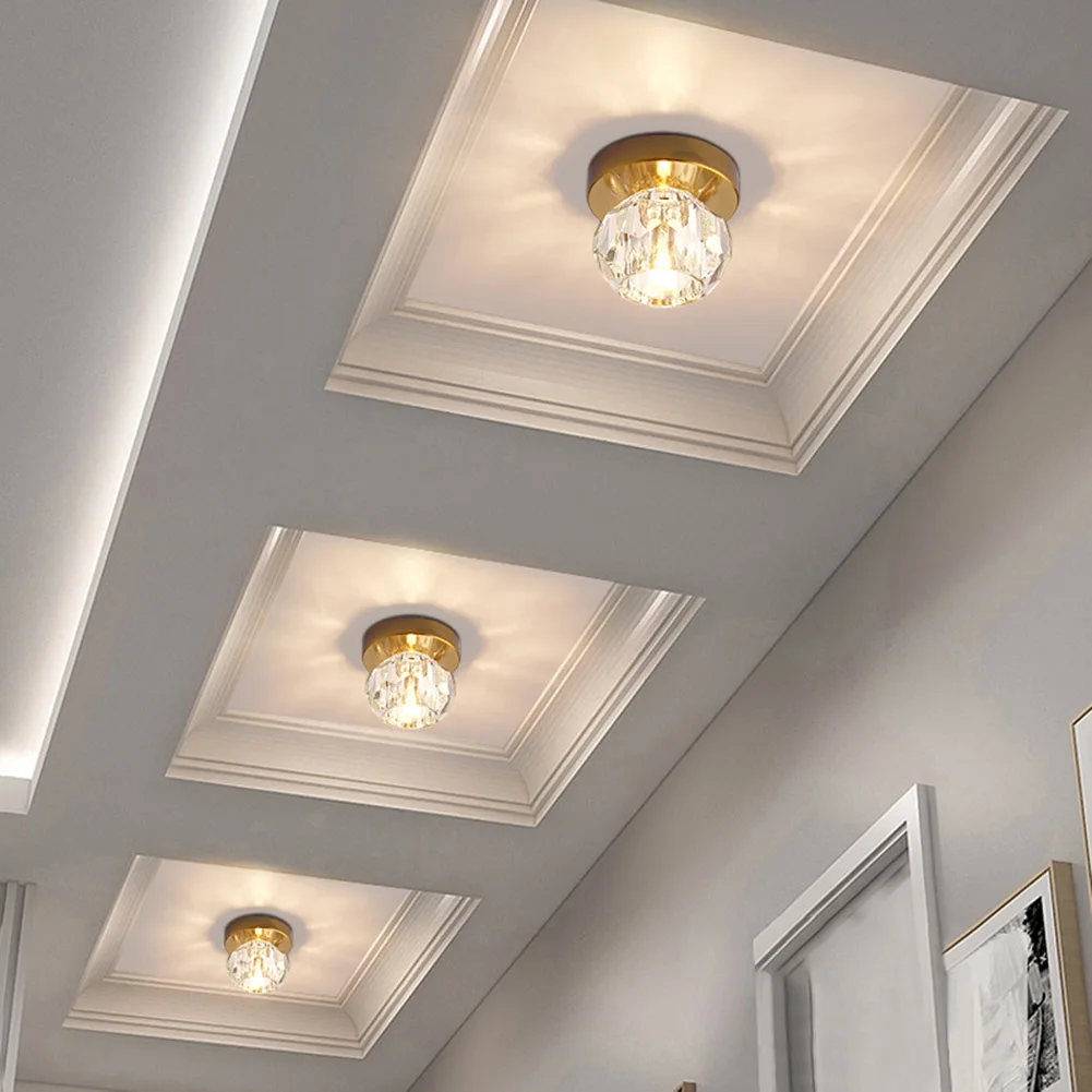 

Crystal Wall Lamp Energy Saving Interior Lighting Protect Eyes Flush Mount Ceiling Light Easy Installation for Bedroom Bathroom