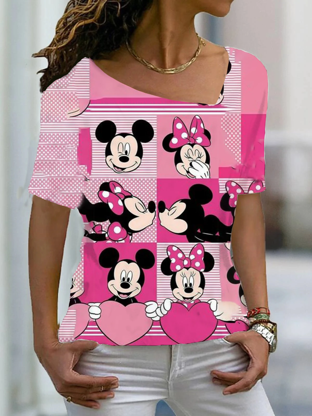 

Short Sleeve T-shirts 2022 Women Disney Top Female Large Size Blouses and Shirts Women's Tee Shirt Woman Clothes Mickey Mouse