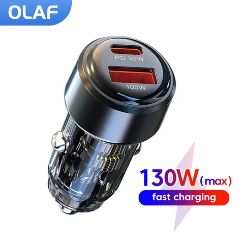 Автомобильное зарядное устройство USB 100 Вт, быстрая зарядка для OPPO Huawei Xiaomi PD30W, автомобильное зарядное устройство типа C для iPhone 16 15