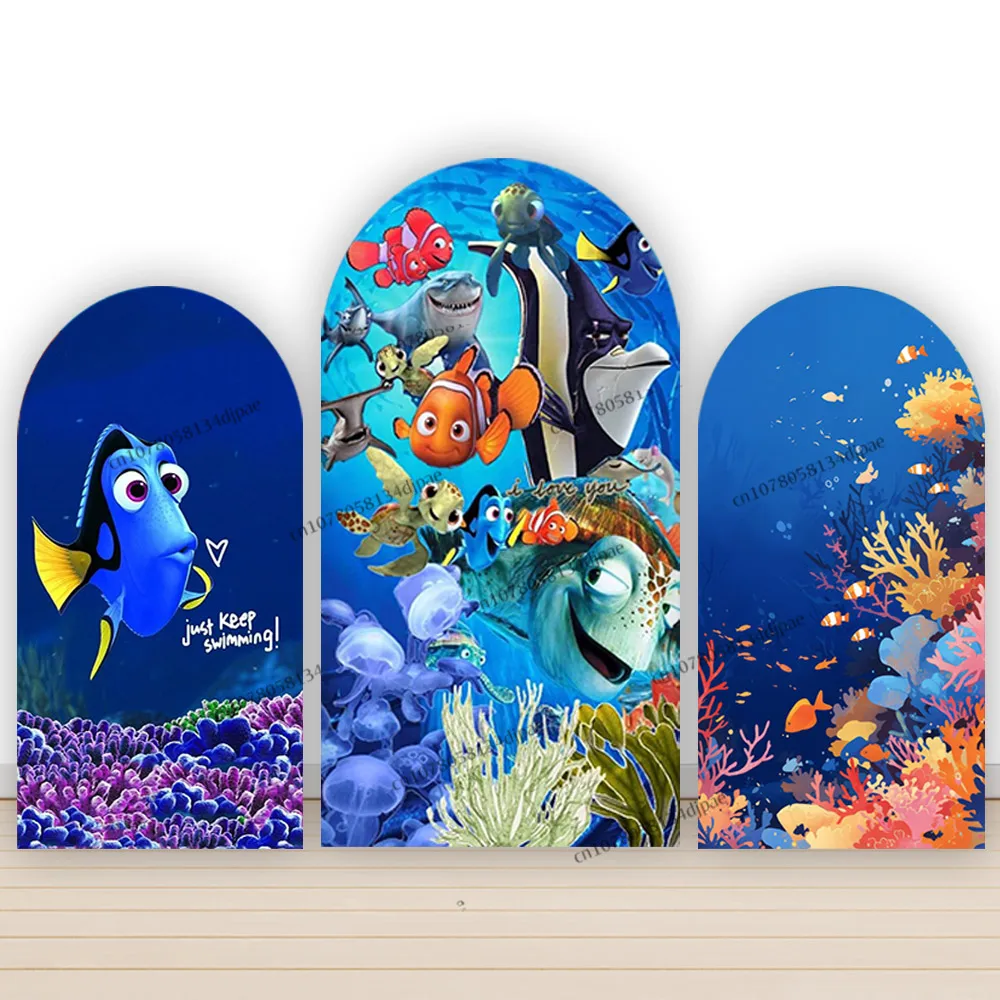 Фото Background Arch Cover Finding Nemo Dory and Marlin Birthday Party Backdrop Decoration Just Keep Swimming Photo Banner Photozone №5