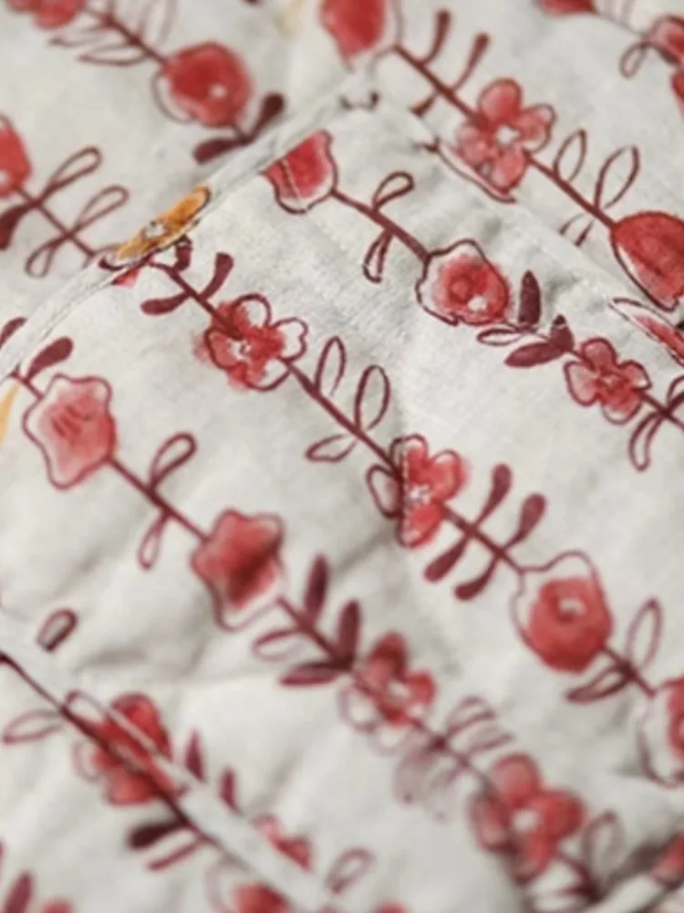 Оверсайз осенне-зимнее стеганое хлопковое пальто с v-образным вырезом женские