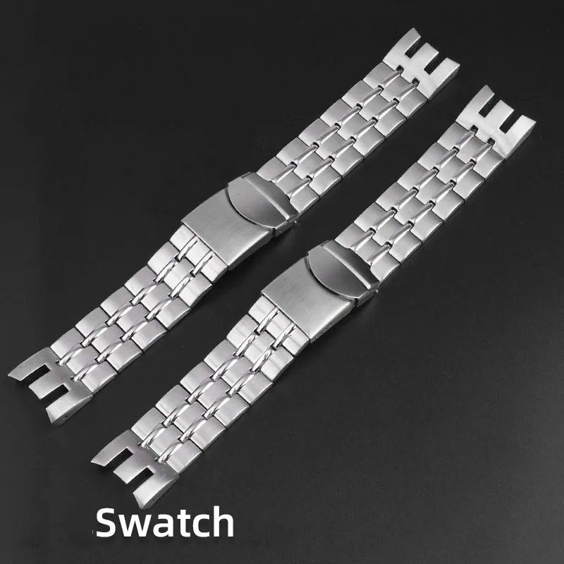 21mm Hot Sale Solid Stainless Steel Metal Watch Strap For Swatch YRS403  YRS412  YRS402 Metal Watch Band Bracelet Silver