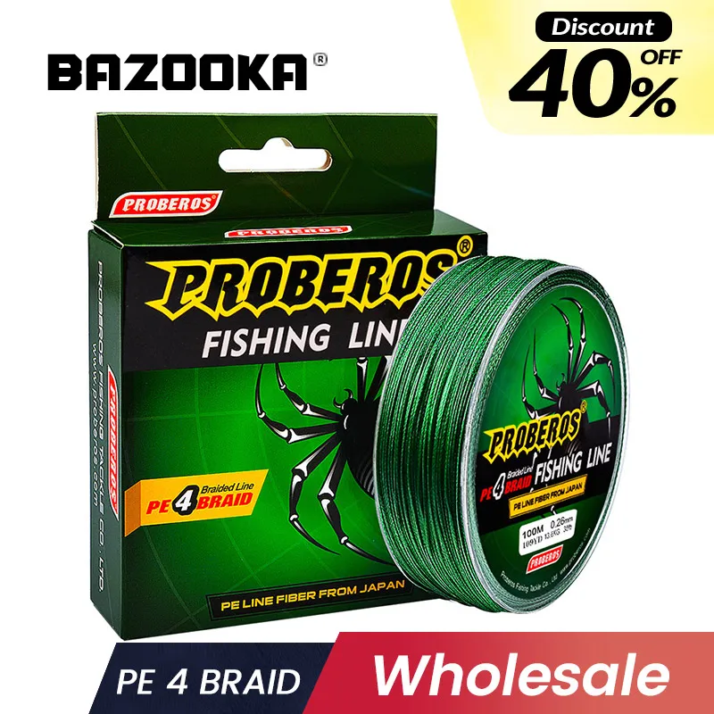 

Bazooka 100M PE 4 Barid 8 Strands Fishing Line 100LB Wire Multifilament Super Strong Braided Green Gray Yellow Red Japan Line