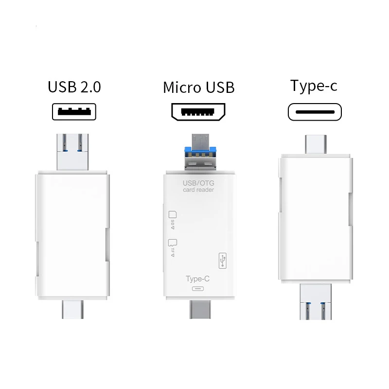 Устройство чтения карт SD памяти USB C 6 в 1 2.0 TF/Mirco смарт-карт Тип OTG Адаптер для