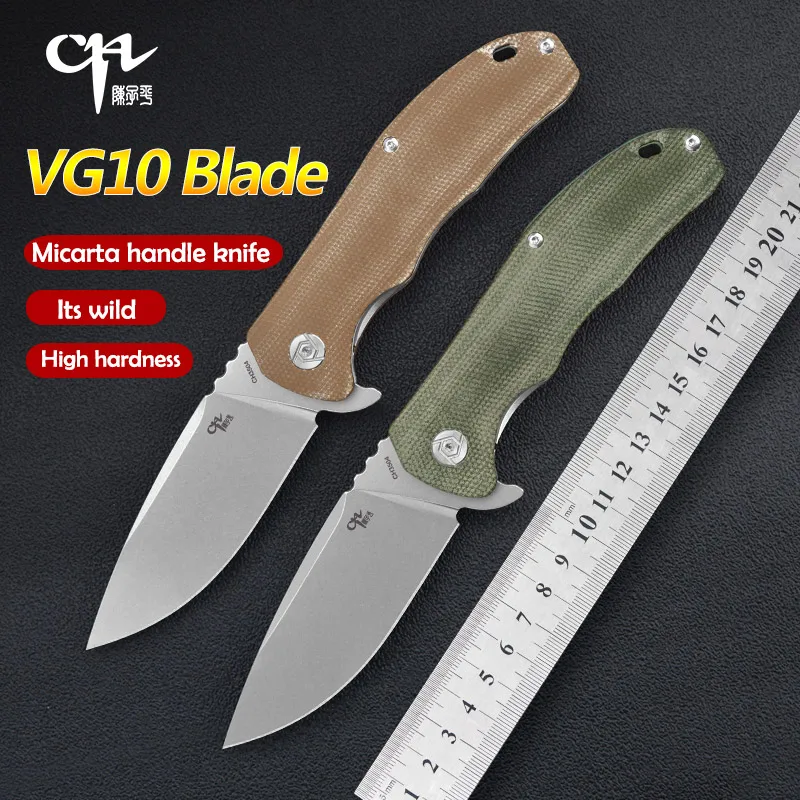 2022 New CH 3504 High Hardness Sharp Outdoor Folding Knife VG10 Blade EDC Micarta Handle Jungle Adventure Military Tactical Tool