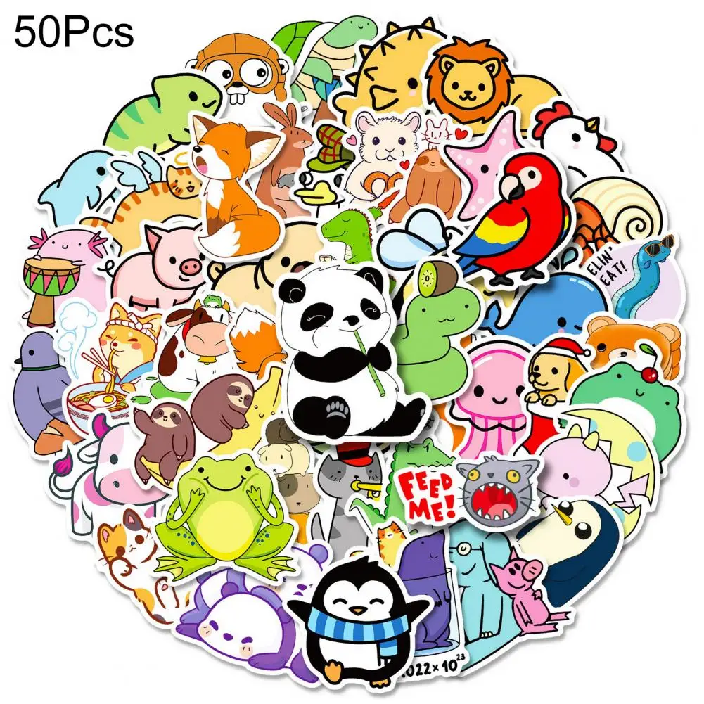 

50Pcs Long Lasting Cartoon Sticker Clear Printing Animal Penguin Printed Sticker Water Bottle Decal Stationery Supplies