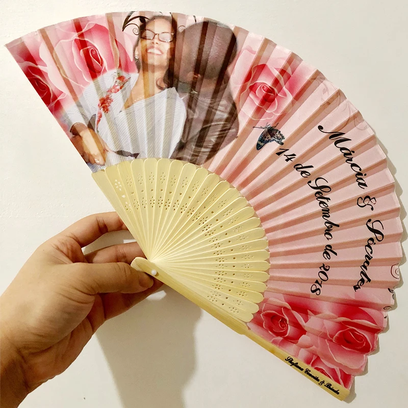 100 шт. китайский бамбуковый складной веер для женщин бумажные вееры печати на
