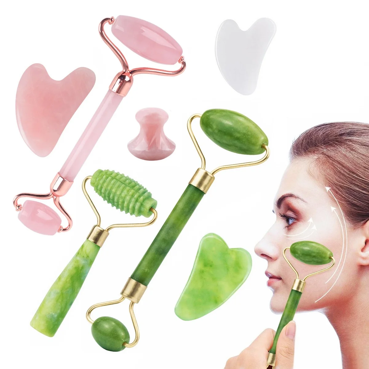 Массажеры для лица косметология здоровья гуаша скребок набор из двух камней