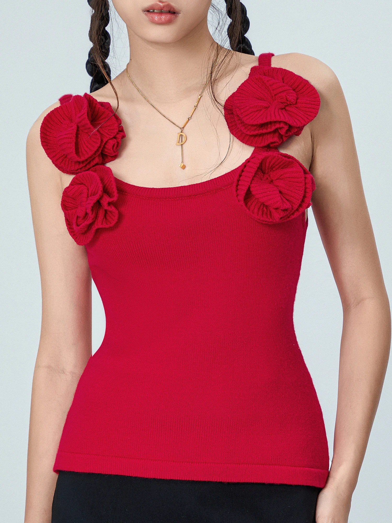 

Женские облегающие майки, летние новые красные рубашки без рукавов с 3D цветочным декором, сексуальные выходные майки, женские майки, уличная одежда