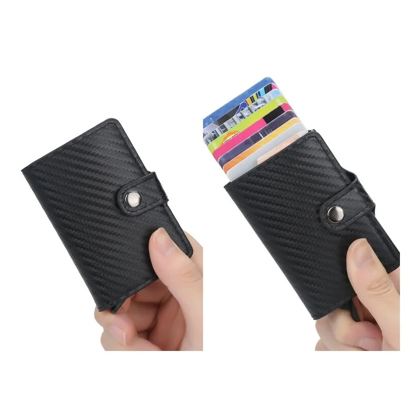 

New 2022 Credit Card Holder Wallet Men Women Metal RFID Vintage Aluminium Bag Crazy Horse PU Leather Bank Cardholder Case