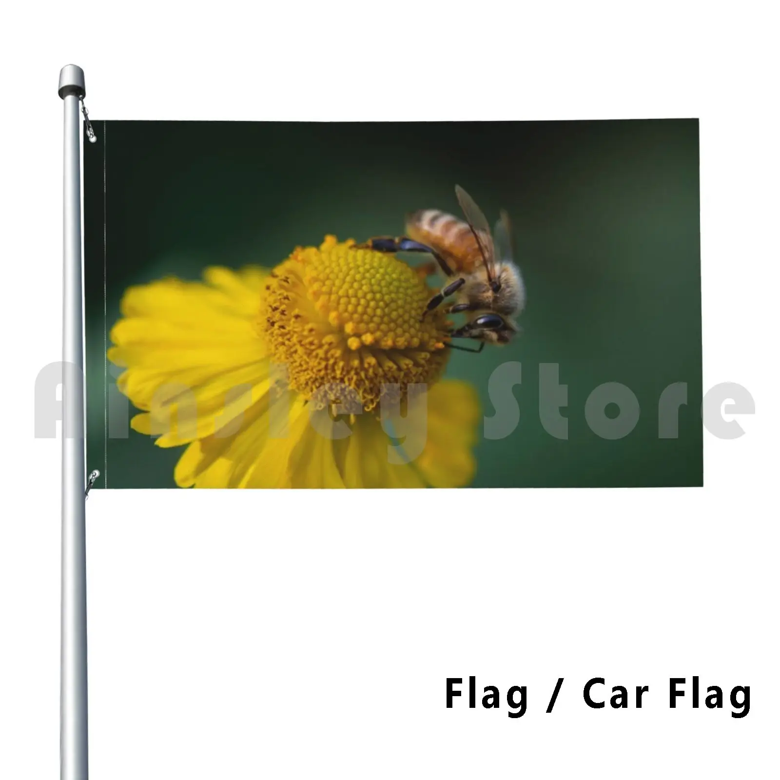 

Honey Bee On Flower Flag Car Flag Funny Bee Save The Bees Honeybee Bee On Flower Yellow Flower Bee