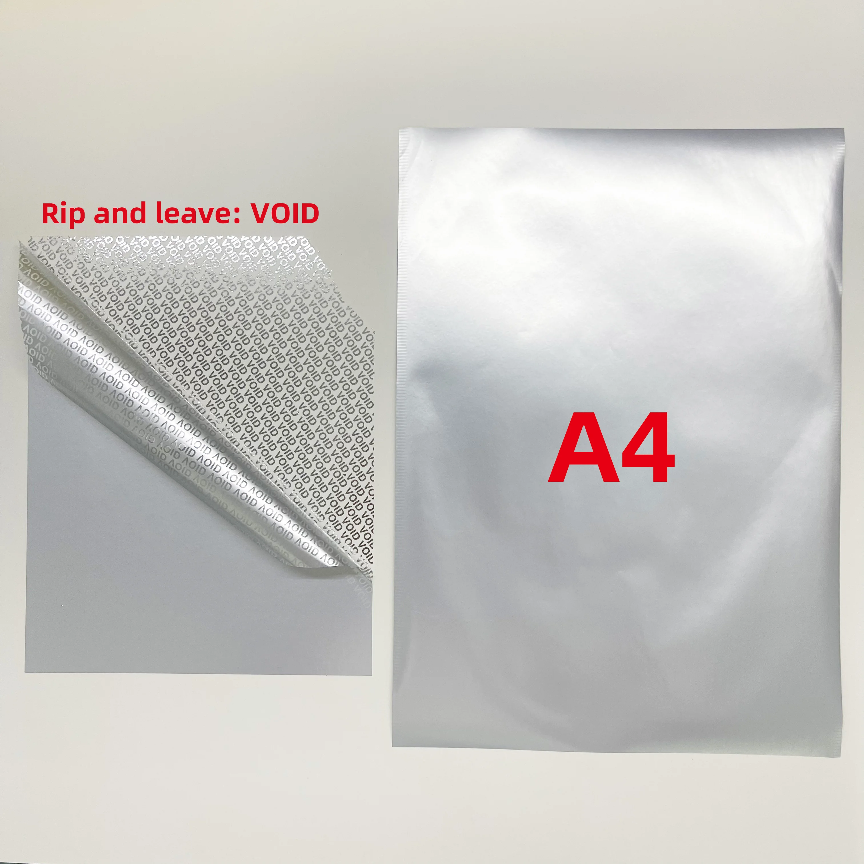 50 sheets/pack A4 dumb silver VOID anti-tear anti-tear label A4 blank printing material sticker tear invalid adhesive